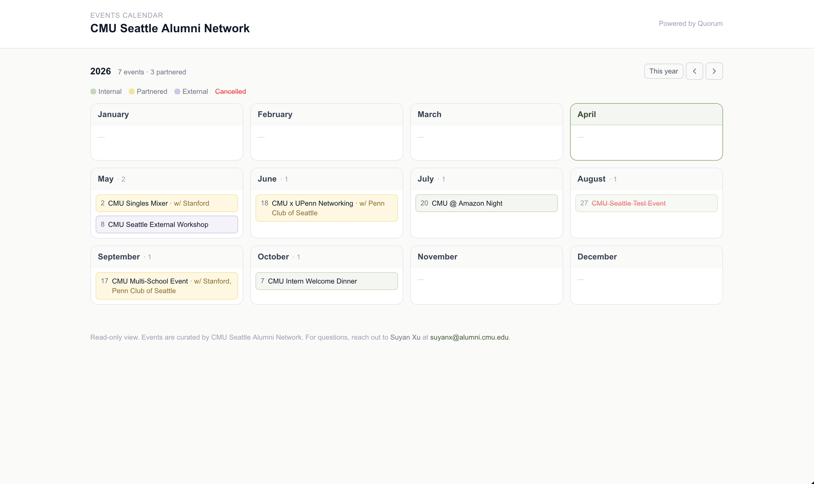 Public shareable calendar